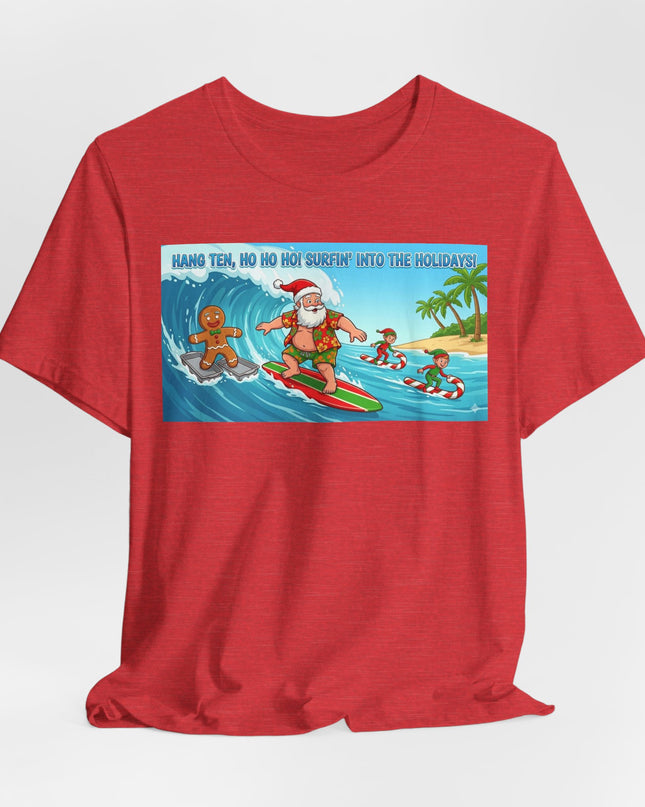 "Surfing into the Holidays" Unisex Jersey Short Sleeve Tee