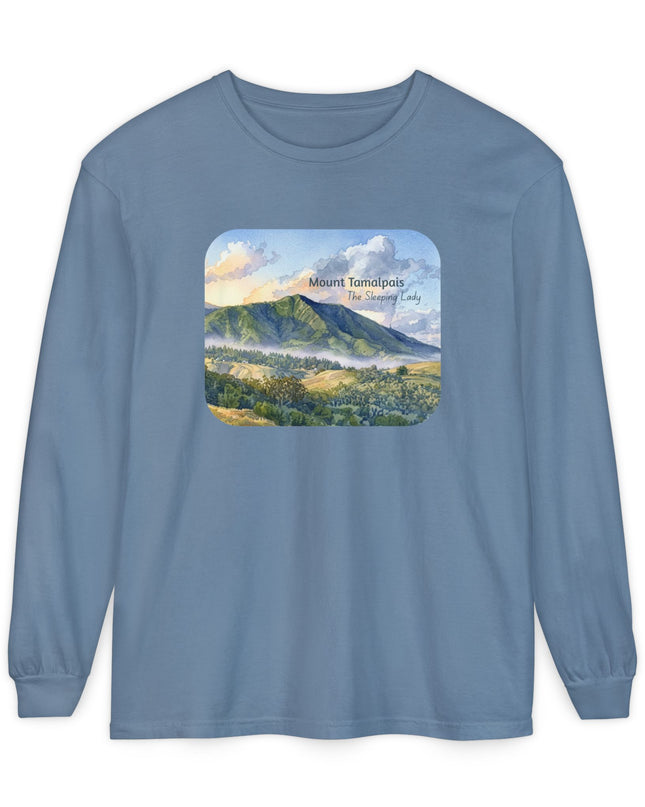 "Mount Tamalpais, the Sleeping Lady" Unisex Garment-dyed Long Sleeve T-Shirt