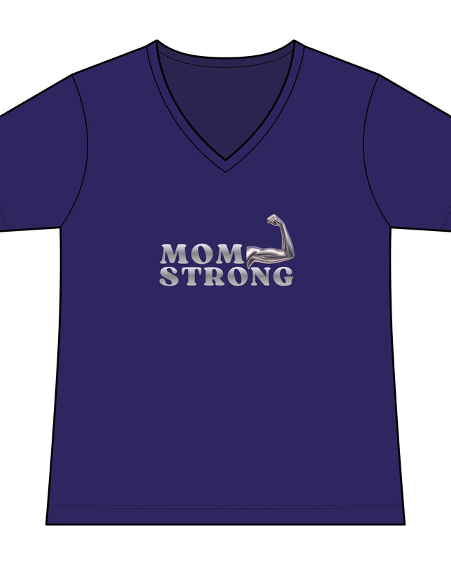 "Mom Strong" Women's Relaxed Jersey Short Sleeve V-Neck Tee