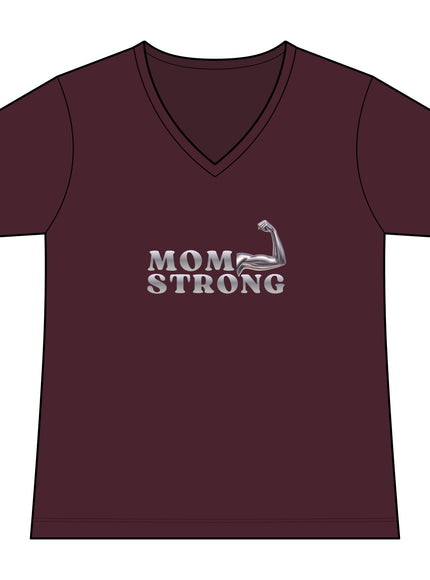 "Mom Strong" Women's Relaxed Jersey Short Sleeve V-Neck Tee