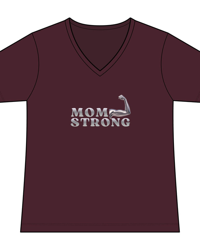 "Mom Strong" Women's Relaxed Jersey Short Sleeve V-Neck Tee