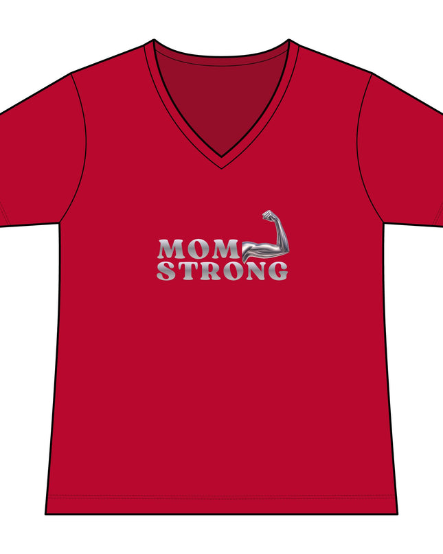 "Mom Strong" Women's Relaxed Jersey Short Sleeve V-Neck Tee