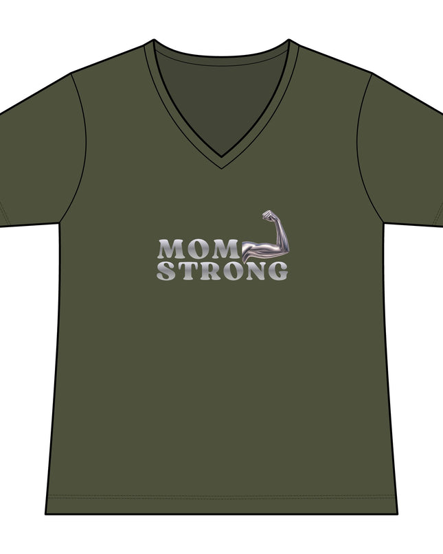 "Mom Strong" Women's Relaxed Jersey Short Sleeve V-Neck Tee