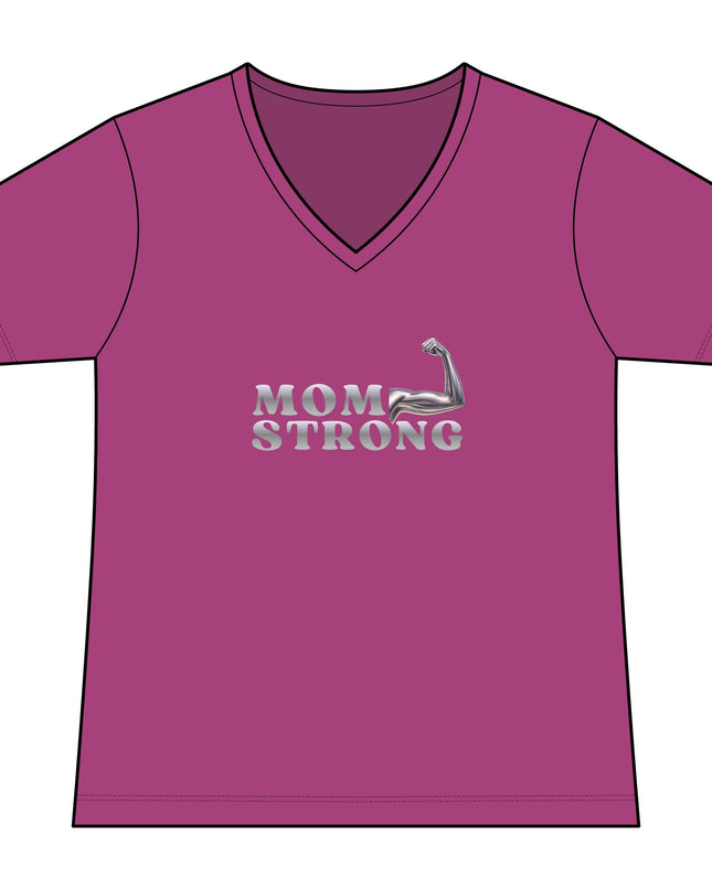 "Mom Strong" Women's Relaxed Jersey Short Sleeve V-Neck Tee