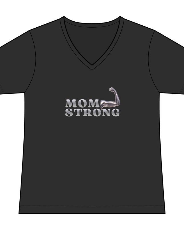 "Mom Strong" Women's Relaxed Jersey Short Sleeve V-Neck Tee