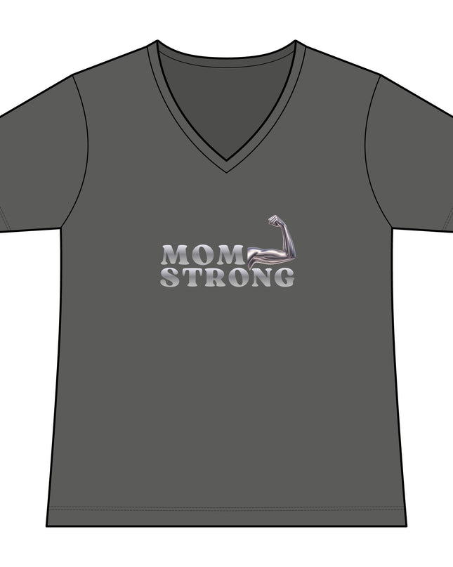 "Mom Strong" Women's Relaxed Jersey Short Sleeve V-Neck Tee
