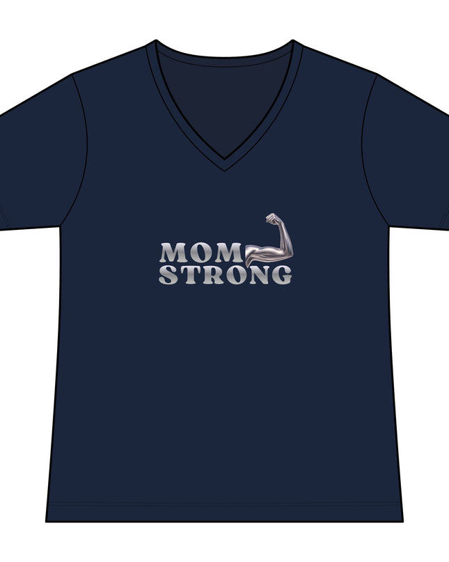 "Mom Strong" Women's Relaxed Jersey Short Sleeve V-Neck Tee