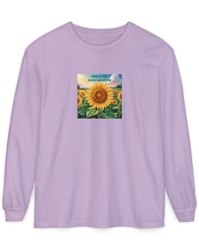 "Keep on the Sunny Side of Life" Unisex Garment-dyed Long Sleeve T-Shirt