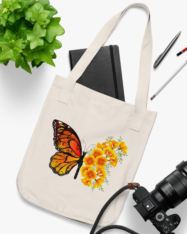 "Butterfly Poppies" Organic Canvas Tote Bag