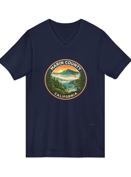 "Marin County, Above the Fog - no text" Unisex Jersey Short Sleeve V-Neck Tee