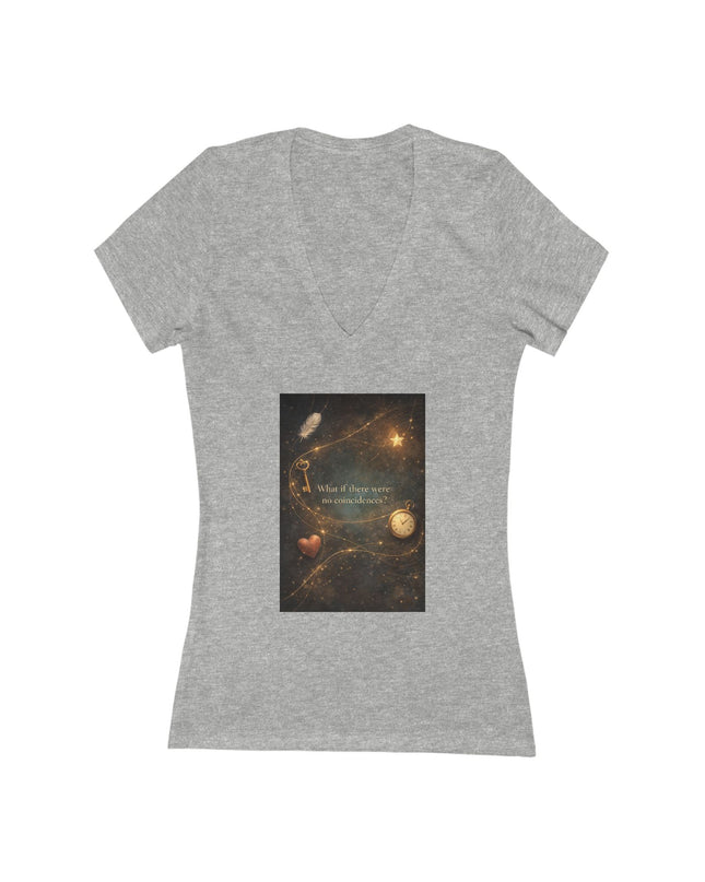 "What If There Were No Coincidences" Women's Jersey Short Sleeve Deep V-Neck Tee