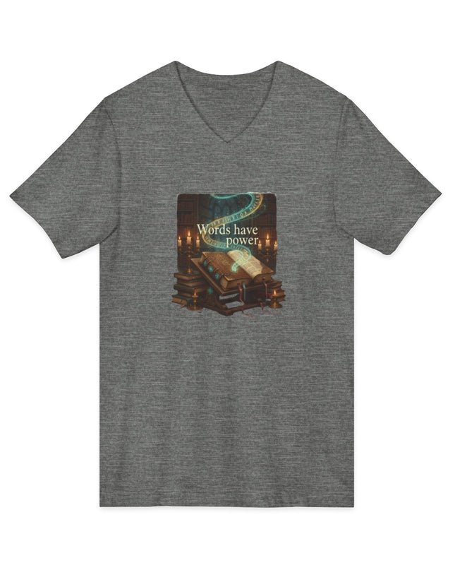 "Words Have Power" Unisex Jersey Short Sleeve V-Neck Tee