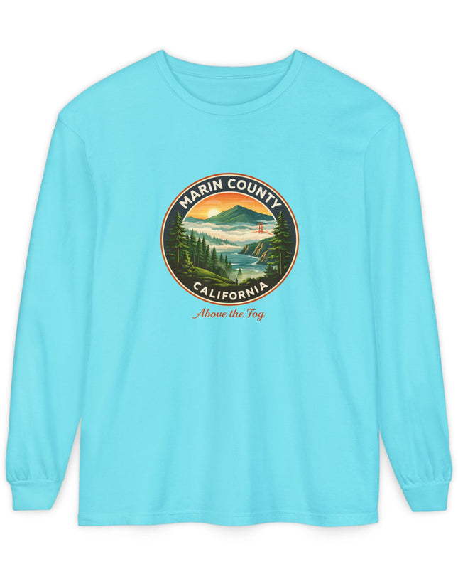 "Marin County, Above the Fog" Unisex Garment-dyed Long Sleeve T-Shirt