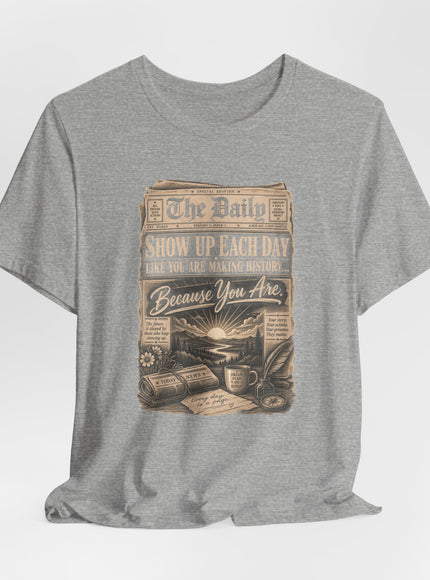 "Show Up Each Day" Unisex Jersey Short Sleeve Tee