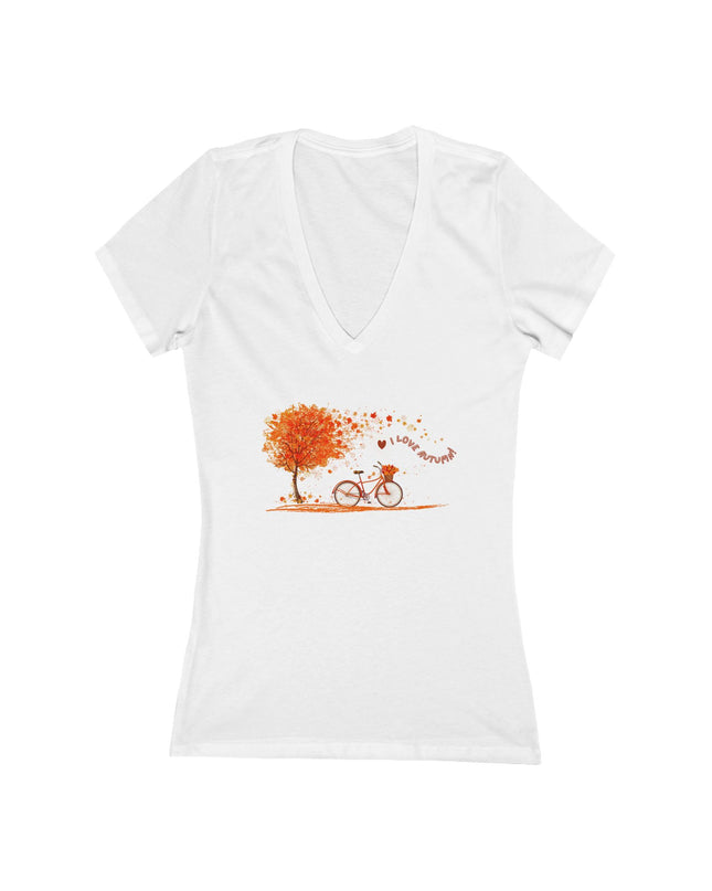 "I Love Autumn" Women's Jersey Short Sleeve Deep V-Neck Tee
