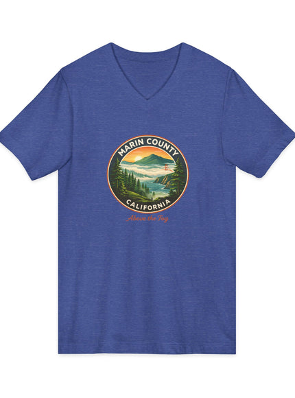 "Marin County, Above the Fog" Unisex Jersey Short Sleeve V-Neck Tee