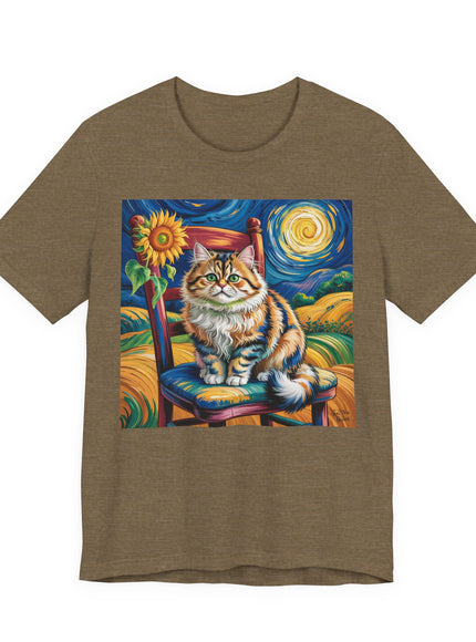 "Cat - Vincent Van Gogh style" V.1 Unisex Jersey Short Sleeve Tee