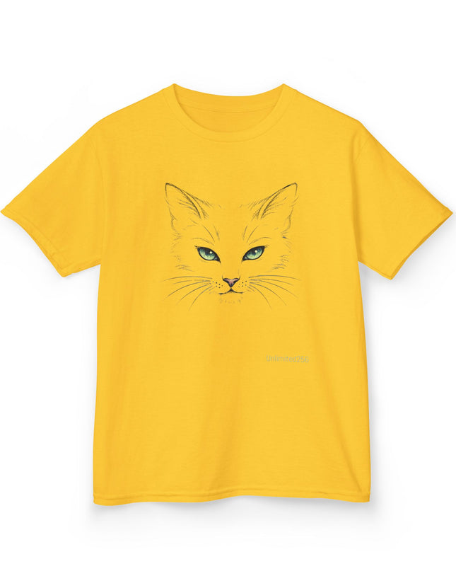"Cat Face Sketch" Kids Heavy Cotton Tee