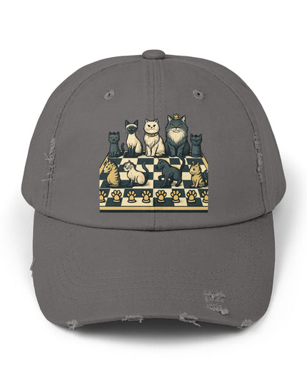 "Chess with cat pieces" Unisex Distressed Cap