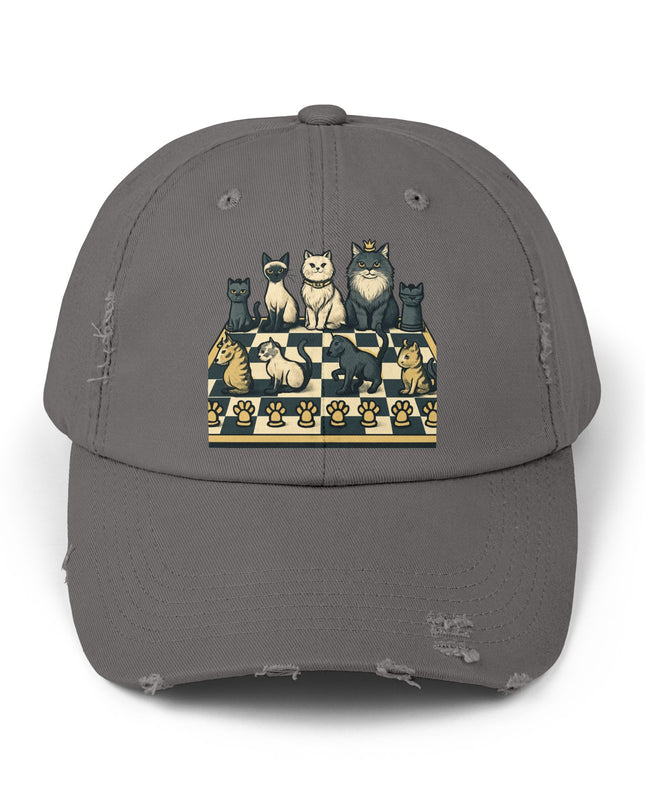 "Chess with cat pieces" Unisex Distressed Cap