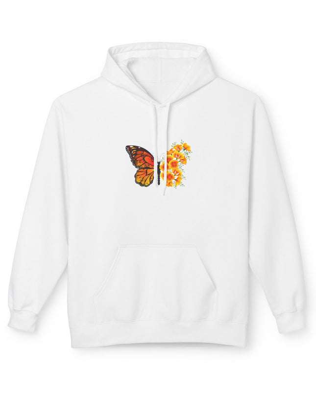 "Butterfly Poppies" (Ink front and back) Unisex Midweight Softstyle Fleece Hoodie