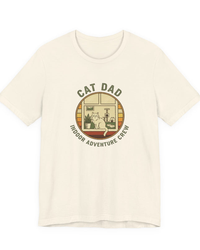 "Cat Dad Indoor Adventure Crew" Unisex Jersey Short Sleeve Tee