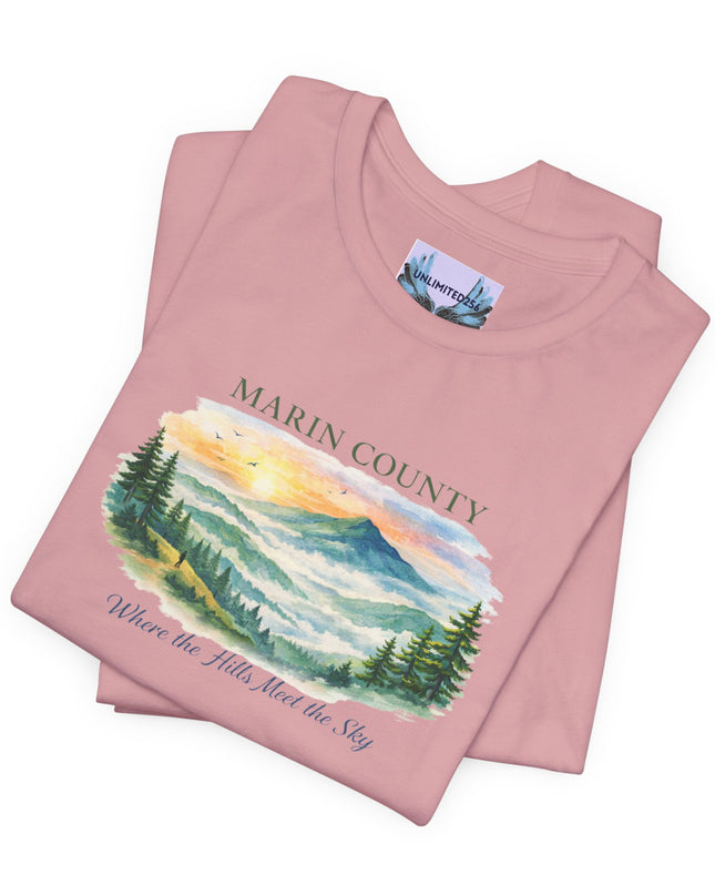 "Marin County, Where the Hills Meet the Sky" Unisex Jersey Short Sleeve Tee