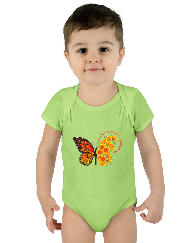 "Butterflies and Poppies Marin County, California" Infant Baby Rib Bodysuit