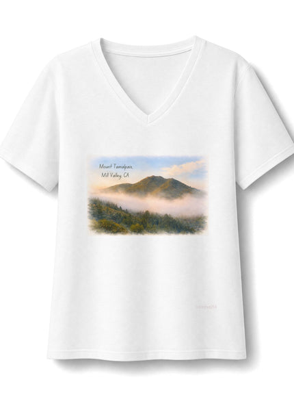 "Mount Tamalpais, Mill Valley, California" Women's Relaxed Jersey Short Sleeve V-Neck Tee