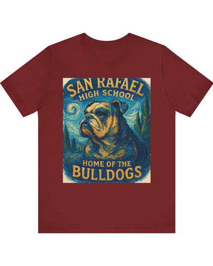 "San Rafael High School Home of the Bulldogs Vincent Van Gogh Style" Unisex Jersey Short Sleeve Tee