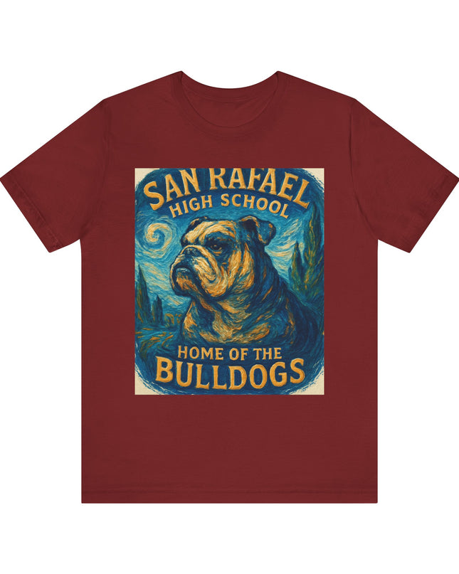 "San Rafael High School Home of the Bulldogs Vincent Van Gogh Style" Unisex Jersey Short Sleeve Tee