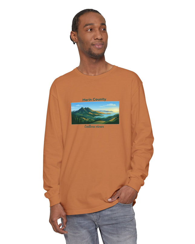 "Marin County - Endless Views" Unisex Garment-dyed Long Sleeve T-Shirt