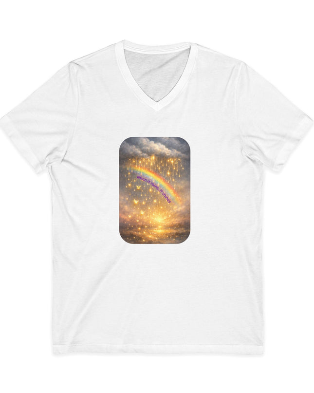 "When It Rains, It Shines" Unisex Jersey Short Sleeve V-Neck Tee