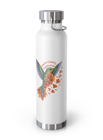 "Hummingbird and Poppies" Copper Vacuum Insulated Bottle, 22oz
