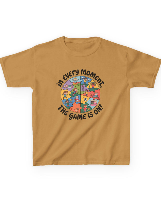 "In every moment, the game is on" Kids Short Sleeve Tee