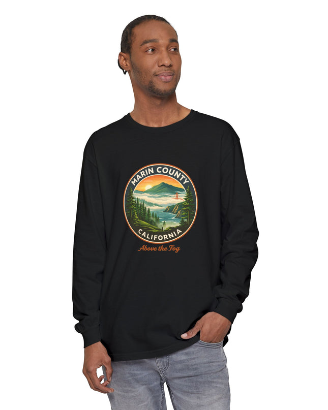 "Marin County, Above the Fog" Unisex Garment-dyed Long Sleeve T-Shirt