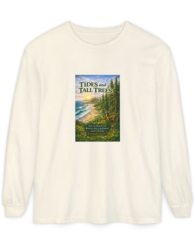 "Tides and Tall Trees" Unisex Garment-dyed Long Sleeve T-Shirt