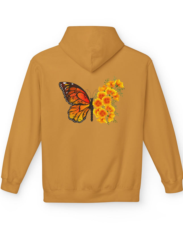 "Butterfly Poppies" (Ink front and back) Unisex Midweight Softstyle Fleece Hoodie