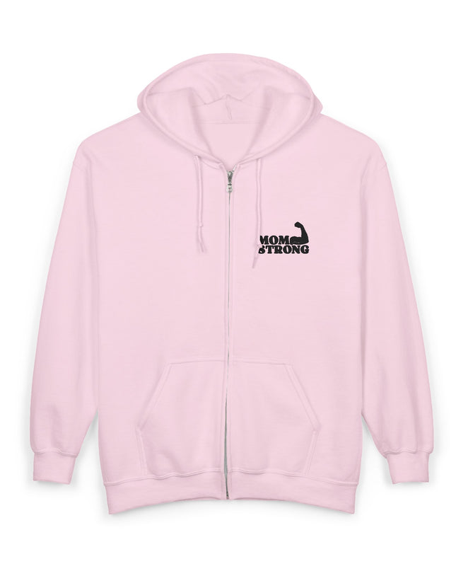 "Mom Strong (Black embroidery) " Unisex Heavy Blend Full Zip Hooded Sweatshirt