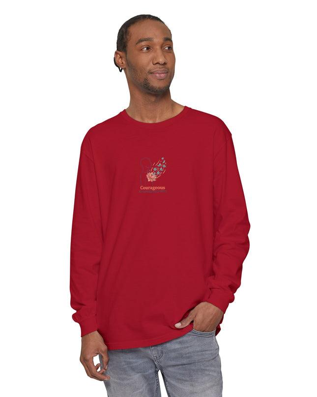 "Courageous Change Happening Within" Unisex Garment-dyed Long Sleeve T-Shirt