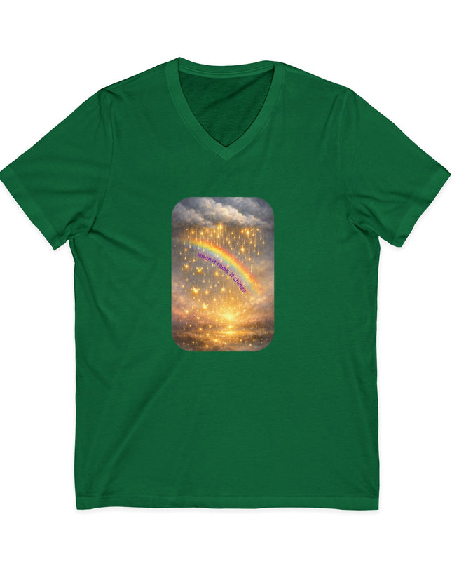 "When It Rains, It Shines" Unisex Jersey Short Sleeve V-Neck Tee