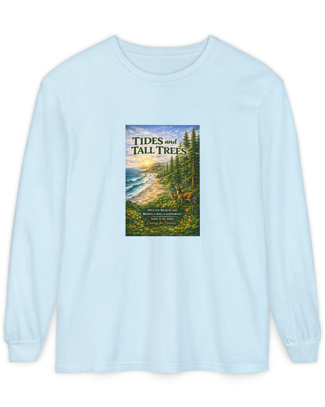 "Tides and Tall Trees" Unisex Garment-dyed Long Sleeve T-Shirt