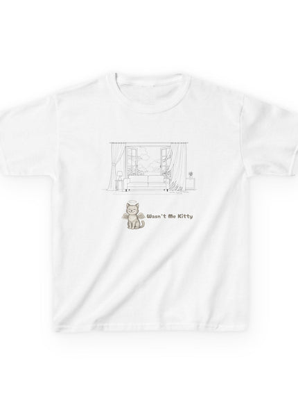 "Wasn't Me Kitty – Curtains" Kids Heavy Cotton Tee