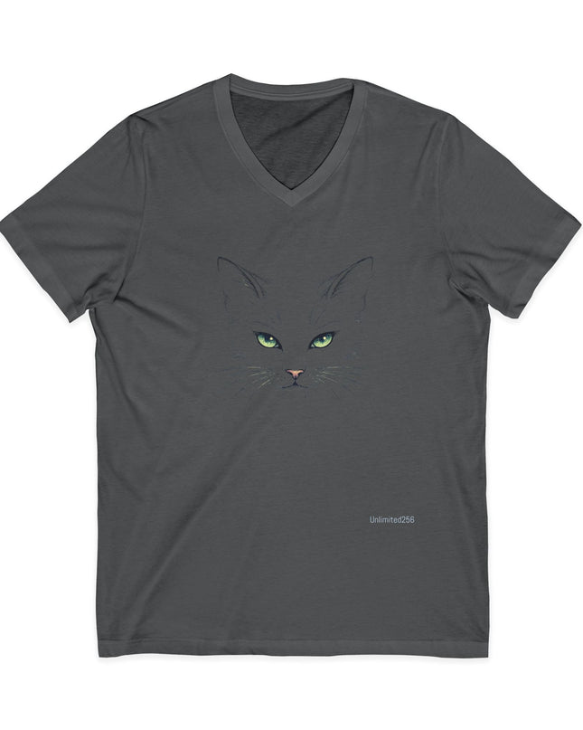 "Cat Face Sketch" Unisex Jersey Short Sleeve V-Neck Tee