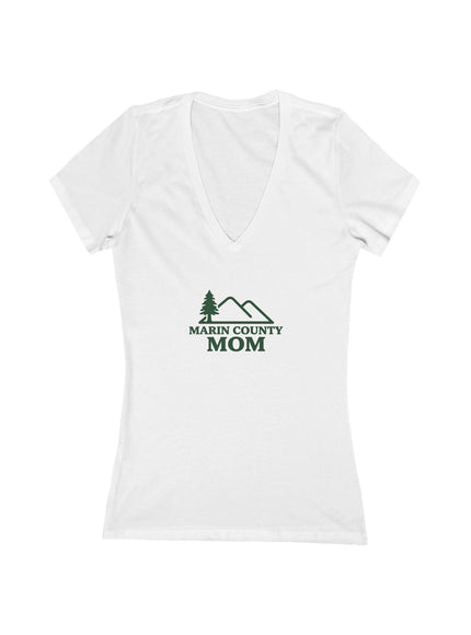 "Marin County Mom" Women's Jersey Short Sleeve Deep V-Neck Tee