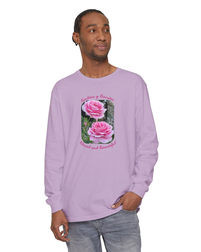 "Blessed and Beautiful" Unisex Garment-dyed Long Sleeve T-Shirt