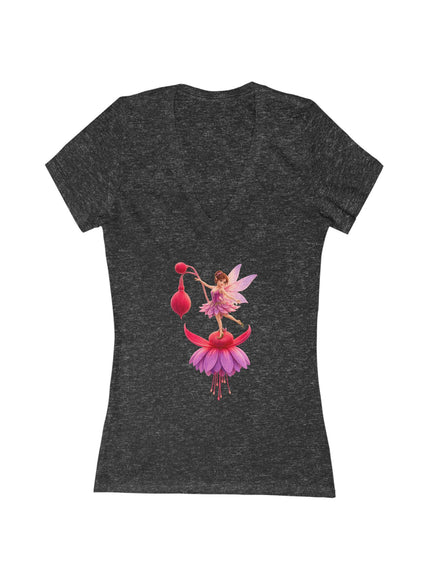 "Fuchsia Fairy" Women's Jersey Short Sleeve Deep V-Neck Tee