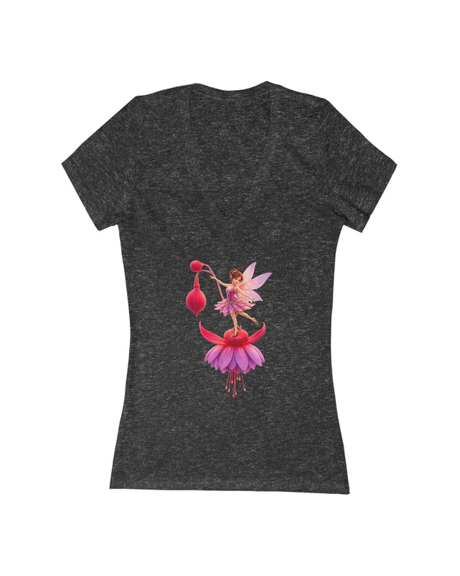 "Fuchsia Fairy" Women's Jersey Short Sleeve Deep V-Neck Tee