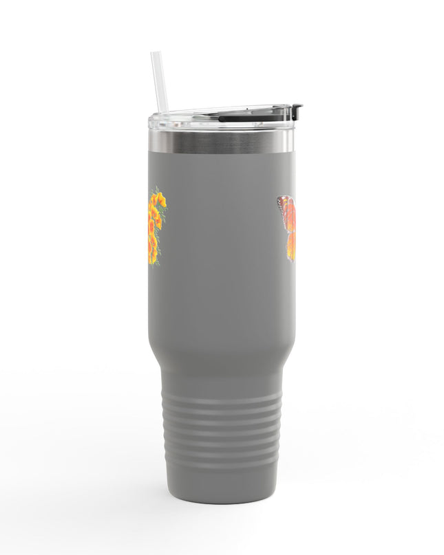 "Butterfly Poppies" Insulated Travel Mug, 40oz