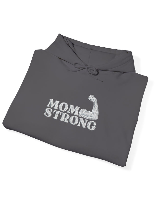 "Mom Strong (White embroidery)" Unisex Heavy Blend Hooded Sweatshirt
